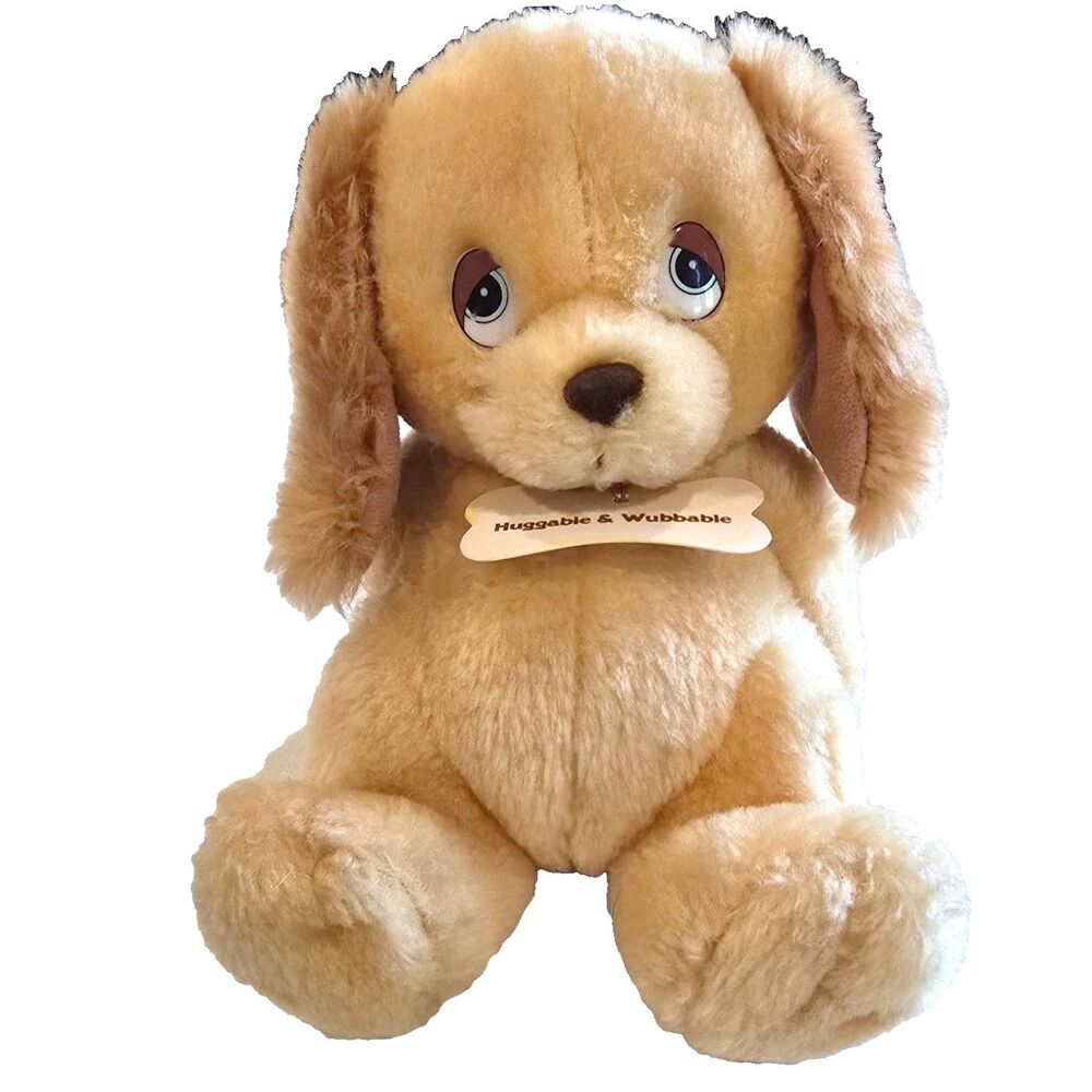 VTG 1980s‎ Russ Berrie Huggable Wubbable Puppy Dog Plush 2822 Sad Eyes Brown 6"